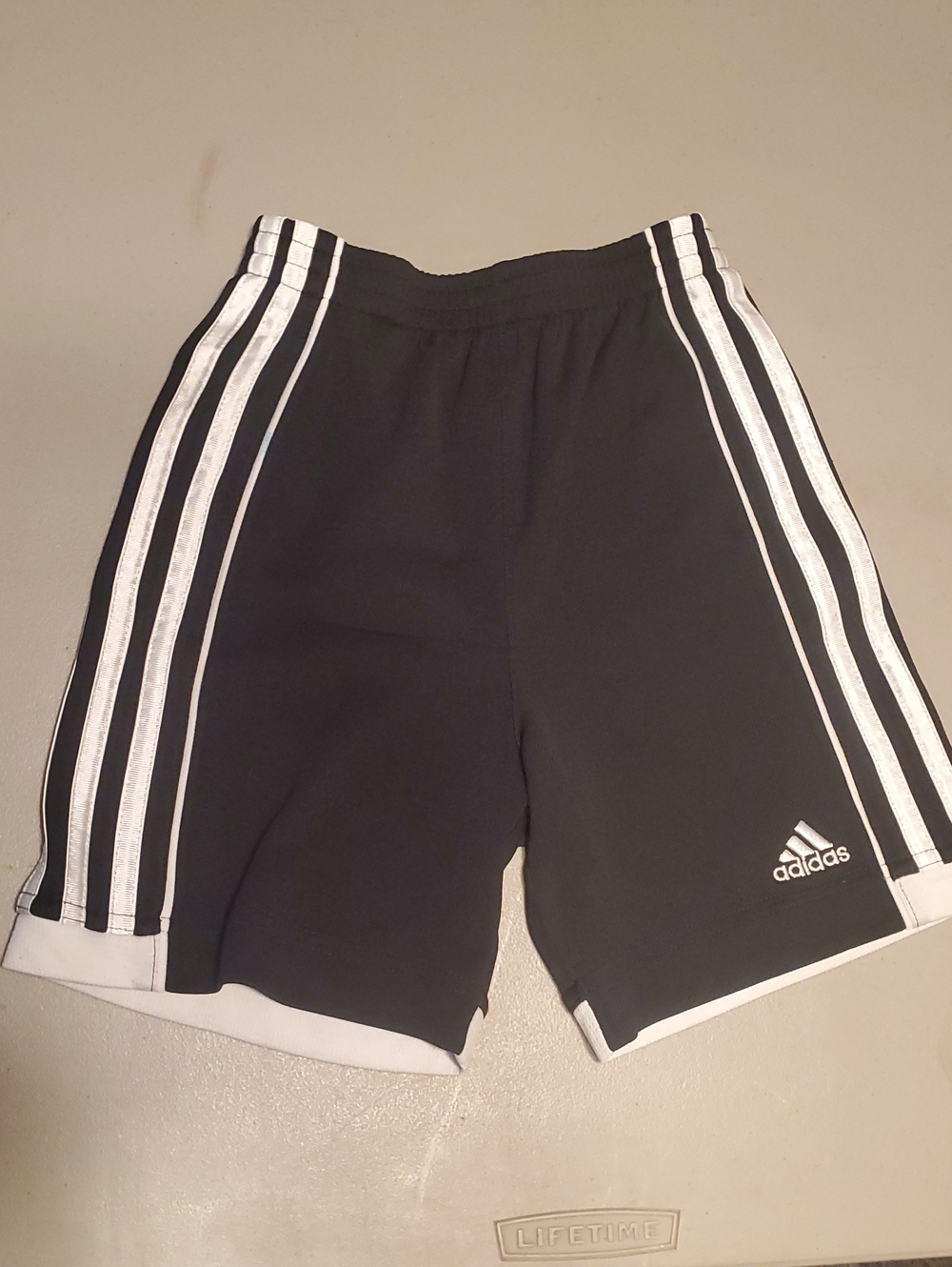 adidas Kids Black Athletic Shorts with White Side Stripes